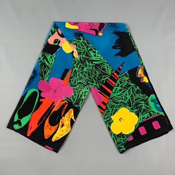 LOUIS FERAUD x ANDY WARHOL Black Multi-Color Print Not Scarf - Picture 1 of 4